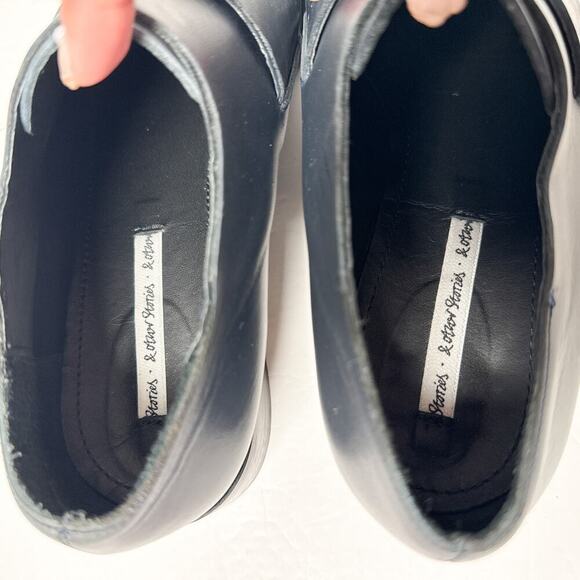 & Other Stories Metal Leather Derby Shoes Navy Cutout Made in Italy 38 US 7 - Picture 8 of 12